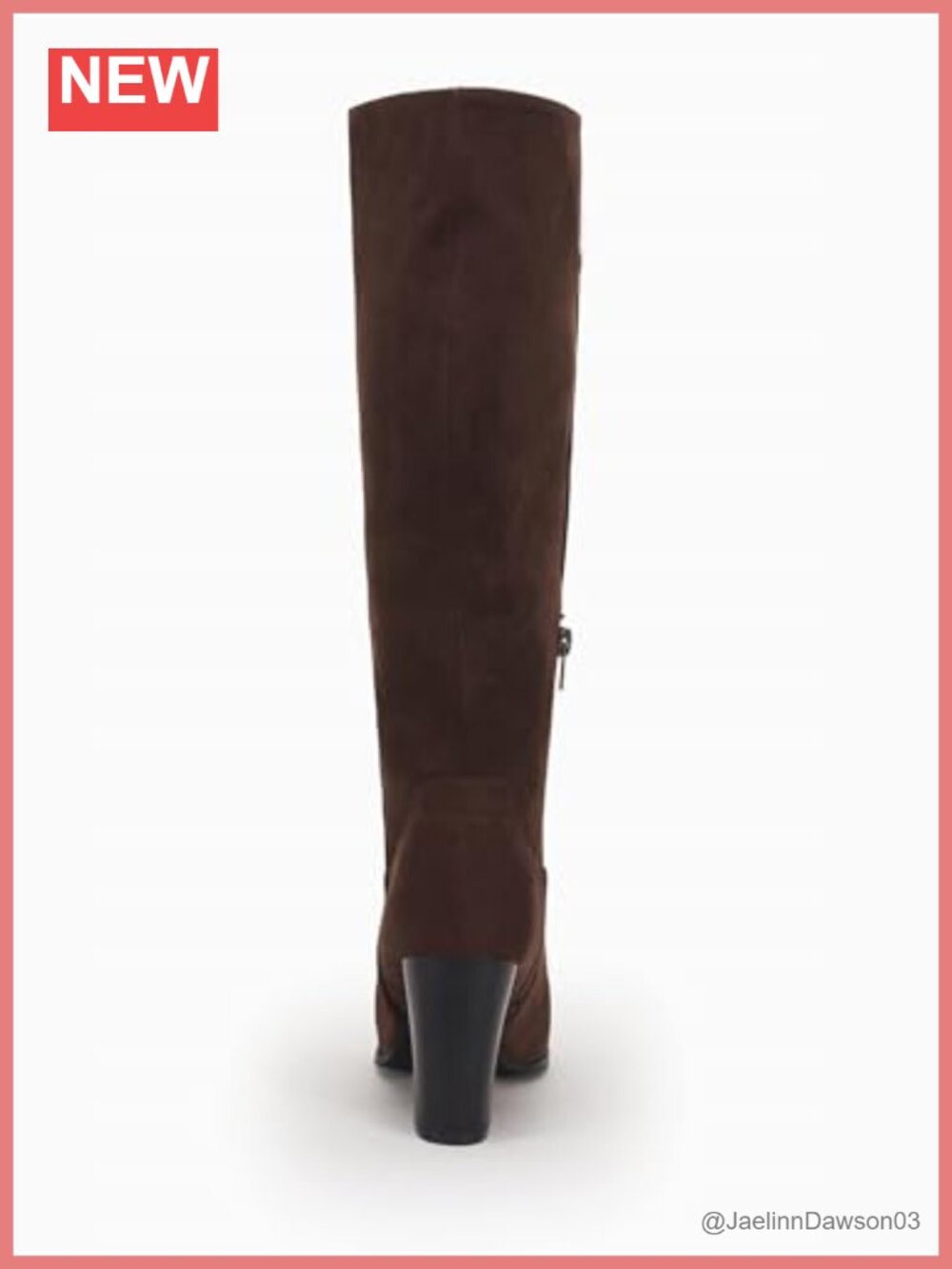Faux Suede Knee High Boots Side Zipper Chunky Heel Stretch Winter Boots - Picture 4 of 6